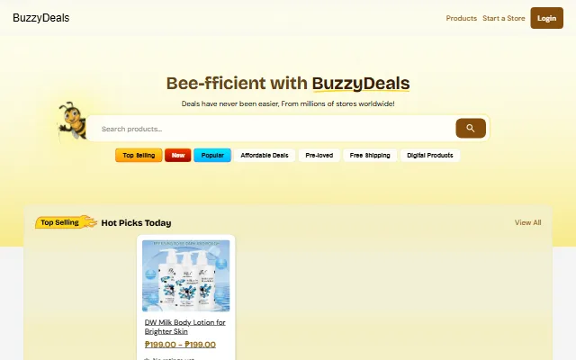 Screenshot of the next BuzzyDeals build